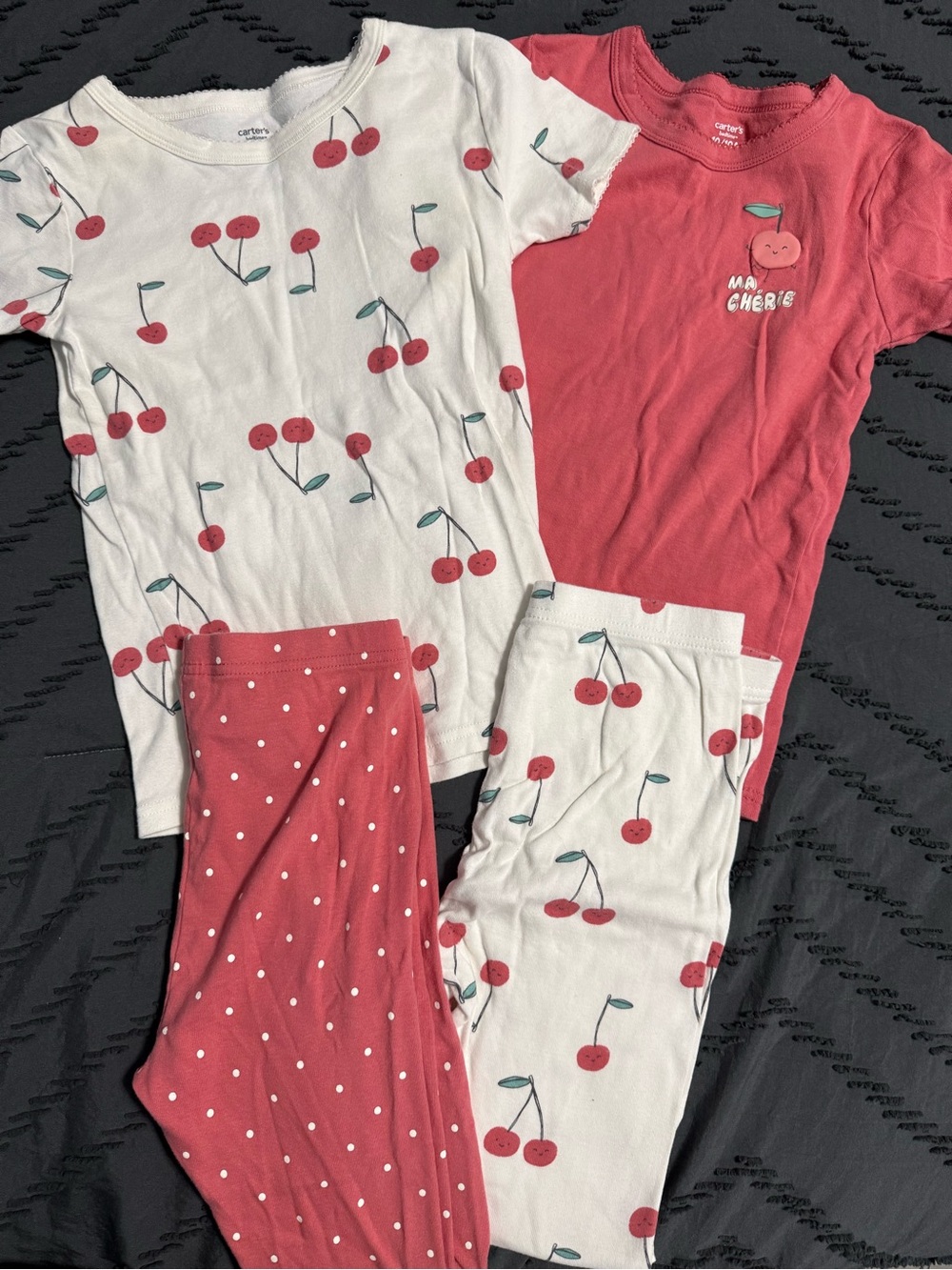 Carter's Cherry Print Two-Piece Pajama Set - White & Coral